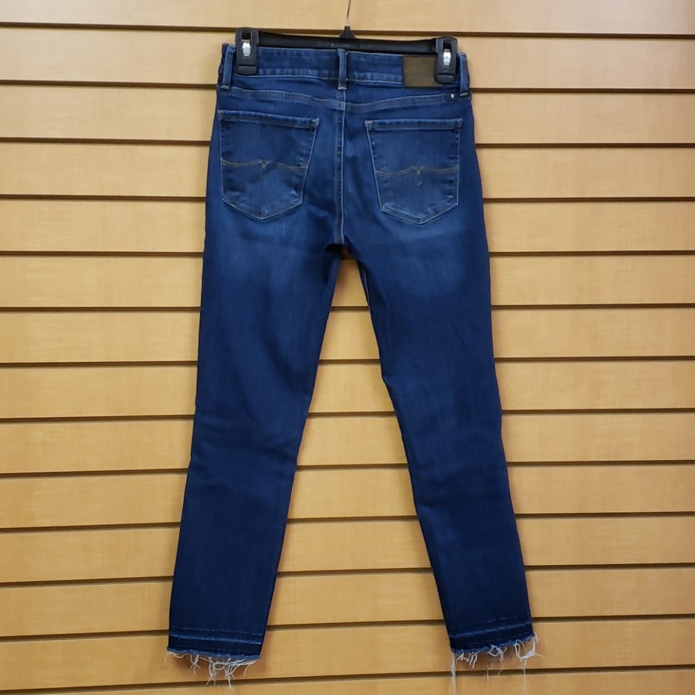 Lucky Brand Lolita Cropped Jeans 2 Raw Hem Blue Denim Slim Fit